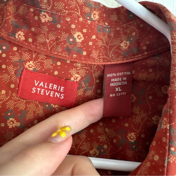 Vintage Valerie Stevens Burnt Orange 3/4 Length Sleeve Button Up Blouse -Size XL - Picture 4 of 7